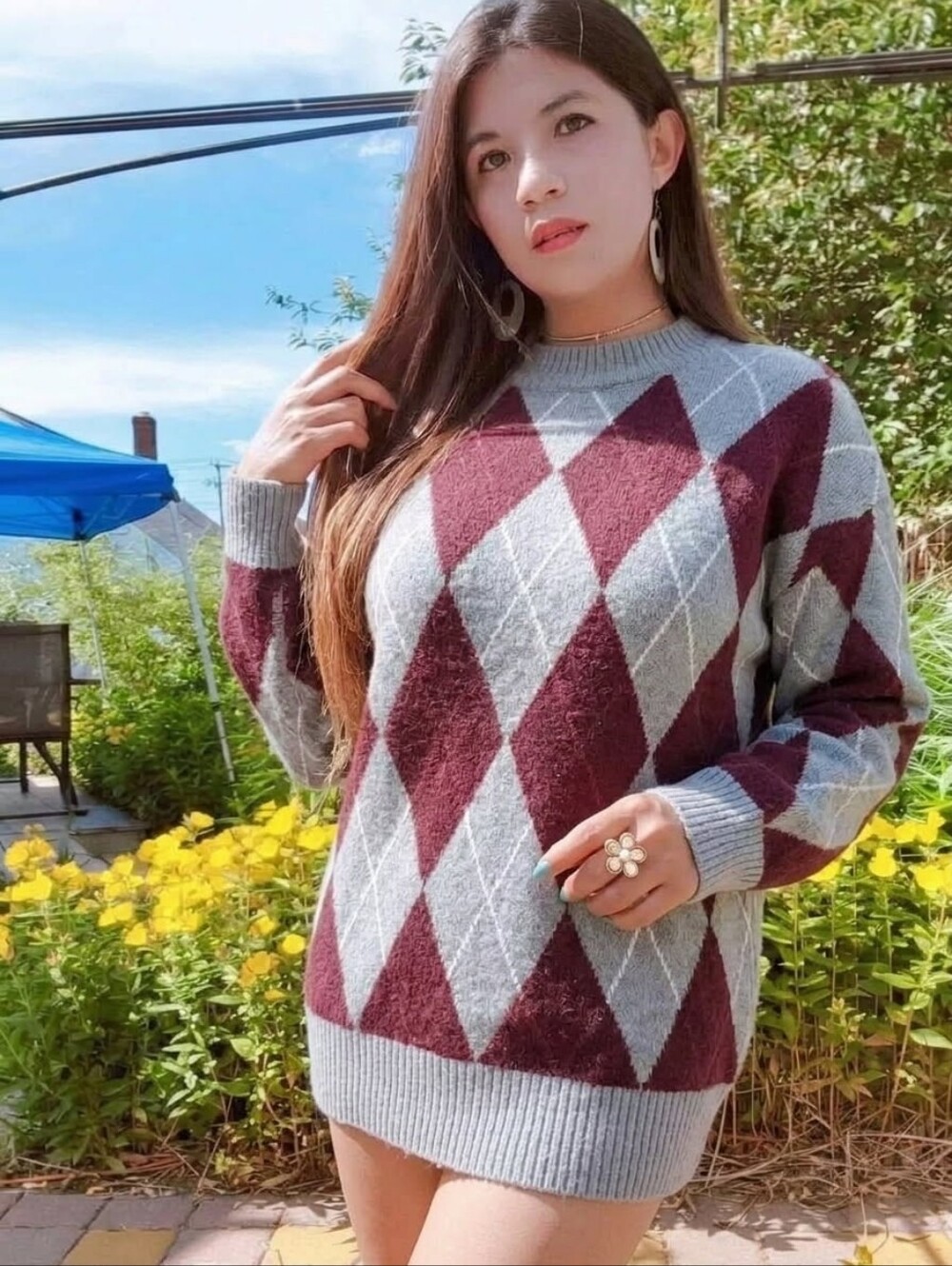 New Style! Stylish Argyle Pullover Knit Sweater